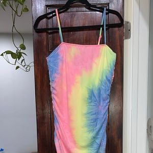 Long Tie Dye Ruched Dress